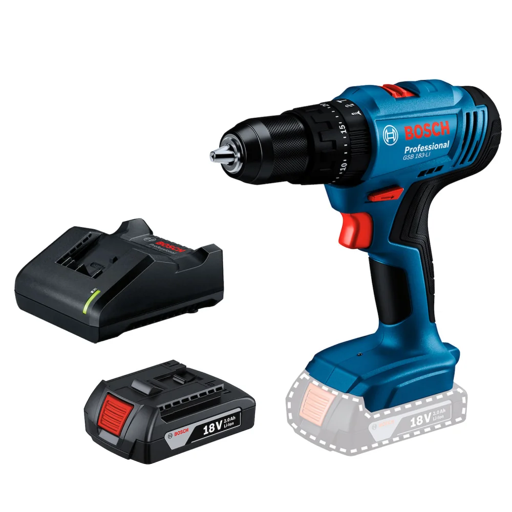 Parafusadeira e Furadeira de Impacto Bosch GSB 183-LI 18V Profissional - Alta Performance