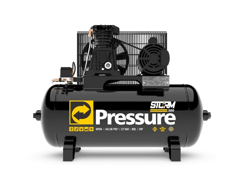 Compressor Pressure Storm 300 2 HP 100L Monofásico Profissional - Correta Ferramentas